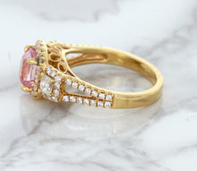 Load image into Gallery viewer, 2.08ct Square Cushion Padparadscha Ring with Diamond Halo in 18K Rose Gold