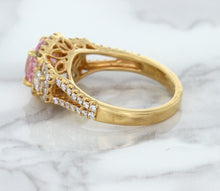 Load image into Gallery viewer, 2.08ct Square Cushion Padparadscha Ring with Diamond Halo in 18K Rose Gold
