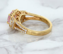 Load image into Gallery viewer, 2.08ct Square Cushion Padparadscha Ring with Diamond Halo in 18K Rose Gold