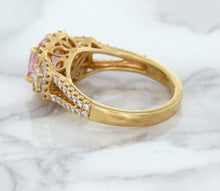 Load image into Gallery viewer, 2.08ct Square Cushion Padparadscha Ring with Diamond Halo in 18K Rose Gold