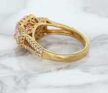 Load image into Gallery viewer, 2.08ct Square Cushion Padparadscha Ring with Diamond Halo in 18K Rose Gold