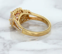 Load image into Gallery viewer, 2.08ct Square Cushion Padparadscha Ring with Diamond Halo in 18K Rose Gold