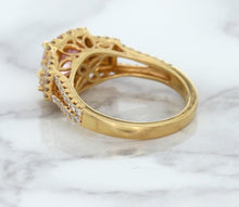 Load image into Gallery viewer, 2.08ct Square Cushion Padparadscha Ring with Diamond Halo in 18K Rose Gold