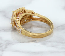 Load image into Gallery viewer, 2.08ct Square Cushion Padparadscha Ring with Diamond Halo in 18K Rose Gold