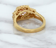 Load image into Gallery viewer, 2.08ct Square Cushion Padparadscha Ring with Diamond Halo in 18K Rose Gold