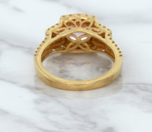 Load image into Gallery viewer, 2.08ct Square Cushion Padparadscha Ring with Diamond Halo in 18K Rose Gold