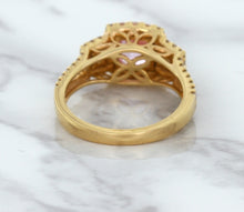 Load image into Gallery viewer, 2.08ct Square Cushion Padparadscha Ring with Diamond Halo in 18K Rose Gold
