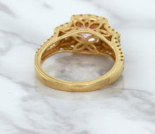 Load image into Gallery viewer, 2.08ct Square Cushion Padparadscha Ring with Diamond Halo in 18K Rose Gold