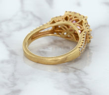 Load image into Gallery viewer, 2.08ct Square Cushion Padparadscha Ring with Diamond Halo in 18K Rose Gold