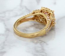 Load image into Gallery viewer, 2.08ct Square Cushion Padparadscha Ring with Diamond Halo in 18K Rose Gold