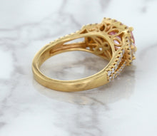 Load image into Gallery viewer, 2.08ct Square Cushion Padparadscha Ring with Diamond Halo in 18K Rose Gold