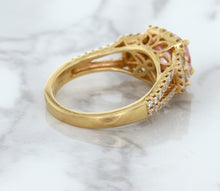 Load image into Gallery viewer, 2.08ct Square Cushion Padparadscha Ring with Diamond Halo in 18K Rose Gold