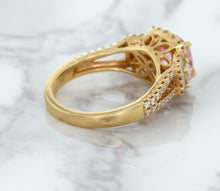 Load image into Gallery viewer, 2.08ct Square Cushion Padparadscha Ring with Diamond Halo in 18K Rose Gold