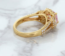 Load image into Gallery viewer, 2.08ct Square Cushion Padparadscha Ring with Diamond Halo in 18K Rose Gold