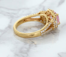 Load image into Gallery viewer, 2.08ct Square Cushion Padparadscha Ring with Diamond Halo in 18K Rose Gold