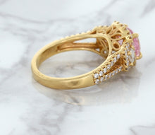 Load image into Gallery viewer, 2.08ct Square Cushion Padparadscha Ring with Diamond Halo in 18K Rose Gold