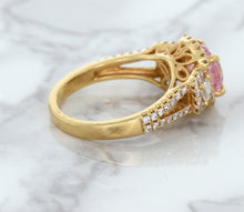 Load image into Gallery viewer, 2.08ct Square Cushion Padparadscha Ring with Diamond Halo in 18K Rose Gold