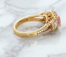 Load image into Gallery viewer, 2.08ct Square Cushion Padparadscha Ring with Diamond Halo in 18K Rose Gold