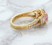 Load image into Gallery viewer, 2.08ct Square Cushion Padparadscha Ring with Diamond Halo in 18K Rose Gold