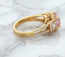 Load image into Gallery viewer, 2.08ct Square Cushion Padparadscha Ring with Diamond Halo in 18K Rose Gold