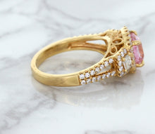 Load image into Gallery viewer, 2.08ct Square Cushion Padparadscha Ring with Diamond Halo in 18K Rose Gold
