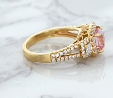 Load image into Gallery viewer, 2.08ct Square Cushion Padparadscha Ring with Diamond Halo in 18K Rose Gold