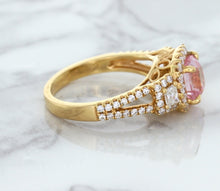 Load image into Gallery viewer, 2.08ct Square Cushion Padparadscha Ring with Diamond Halo in 18K Rose Gold