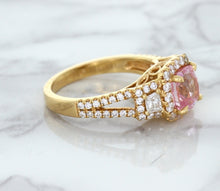 Load image into Gallery viewer, 2.08ct Square Cushion Padparadscha Ring with Diamond Halo in 18K Rose Gold
