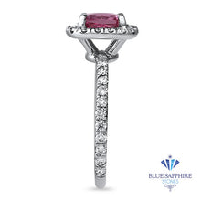 Load image into Gallery viewer, 1.72ct Cushion Pink Sapphire Ring with Diamond Halo in 18K White Gold