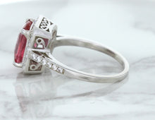 Load image into Gallery viewer, 2.79ct Cushion Pink Sapphire Ring with Diamond Halo in 18K White Gold