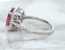 Load image into Gallery viewer, 2.79ct Cushion Pink Sapphire Ring with Diamond Halo in 18K White Gold