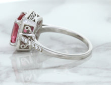 Load image into Gallery viewer, 2.79ct Cushion Pink Sapphire Ring with Diamond Halo in 18K White Gold