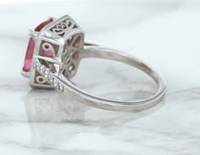 Load image into Gallery viewer, 2.79ct Cushion Pink Sapphire Ring with Diamond Halo in 18K White Gold