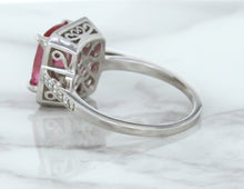 Load image into Gallery viewer, 2.79ct Cushion Pink Sapphire Ring with Diamond Halo in 18K White Gold