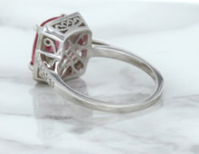 Load image into Gallery viewer, 2.79ct Cushion Pink Sapphire Ring with Diamond Halo in 18K White Gold