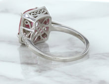 Load image into Gallery viewer, 2.79ct Cushion Pink Sapphire Ring with Diamond Halo in 18K White Gold