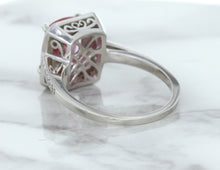 Load image into Gallery viewer, 2.79ct Cushion Pink Sapphire Ring with Diamond Halo in 18K White Gold