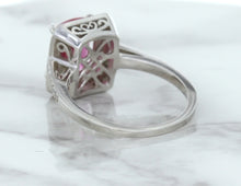 Load image into Gallery viewer, 2.79ct Cushion Pink Sapphire Ring with Diamond Halo in 18K White Gold