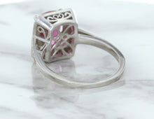 Load image into Gallery viewer, 2.79ct Cushion Pink Sapphire Ring with Diamond Halo in 18K White Gold