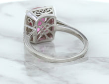 Load image into Gallery viewer, 2.79ct Cushion Pink Sapphire Ring with Diamond Halo in 18K White Gold