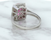 Load image into Gallery viewer, 2.79ct Cushion Pink Sapphire Ring with Diamond Halo in 18K White Gold