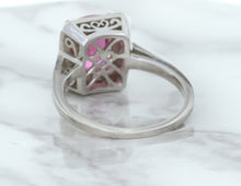 Load image into Gallery viewer, 2.79ct Cushion Pink Sapphire Ring with Diamond Halo in 18K White Gold