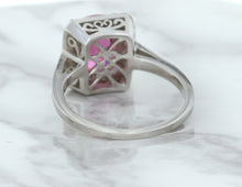 Load image into Gallery viewer, 2.79ct Cushion Pink Sapphire Ring with Diamond Halo in 18K White Gold