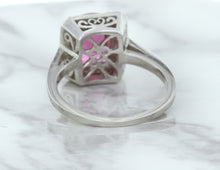 Load image into Gallery viewer, 2.79ct Cushion Pink Sapphire Ring with Diamond Halo in 18K White Gold