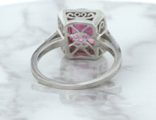 Load image into Gallery viewer, 2.79ct Cushion Pink Sapphire Ring with Diamond Halo in 18K White Gold