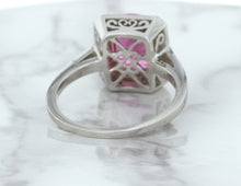 Load image into Gallery viewer, 2.79ct Cushion Pink Sapphire Ring with Diamond Halo in 18K White Gold