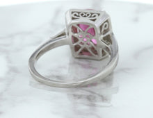 Load image into Gallery viewer, 2.79ct Cushion Pink Sapphire Ring with Diamond Halo in 18K White Gold