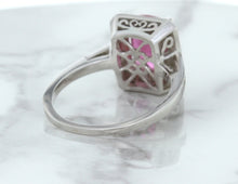 Load image into Gallery viewer, 2.79ct Cushion Pink Sapphire Ring with Diamond Halo in 18K White Gold