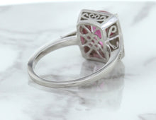 Load image into Gallery viewer, 2.79ct Cushion Pink Sapphire Ring with Diamond Halo in 18K White Gold