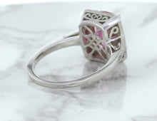 Load image into Gallery viewer, 2.79ct Cushion Pink Sapphire Ring with Diamond Halo in 18K White Gold